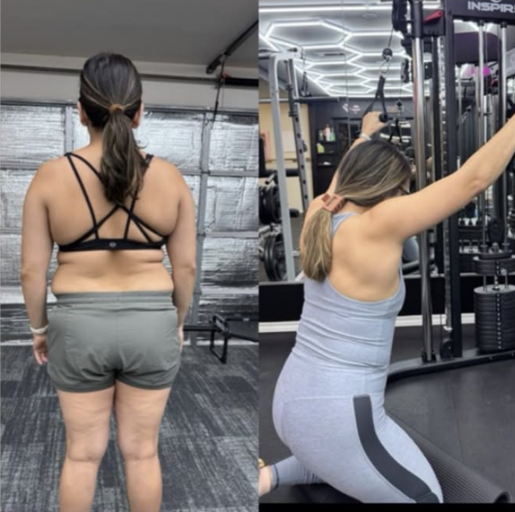 Before and after progress photo of an Eleva Fitness client