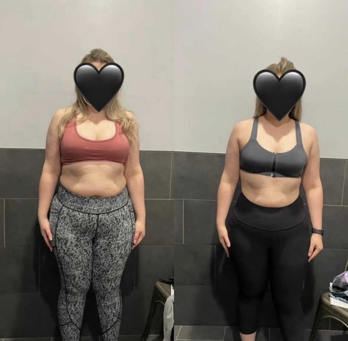 Before and after progress photo of an Eleva Fitness client