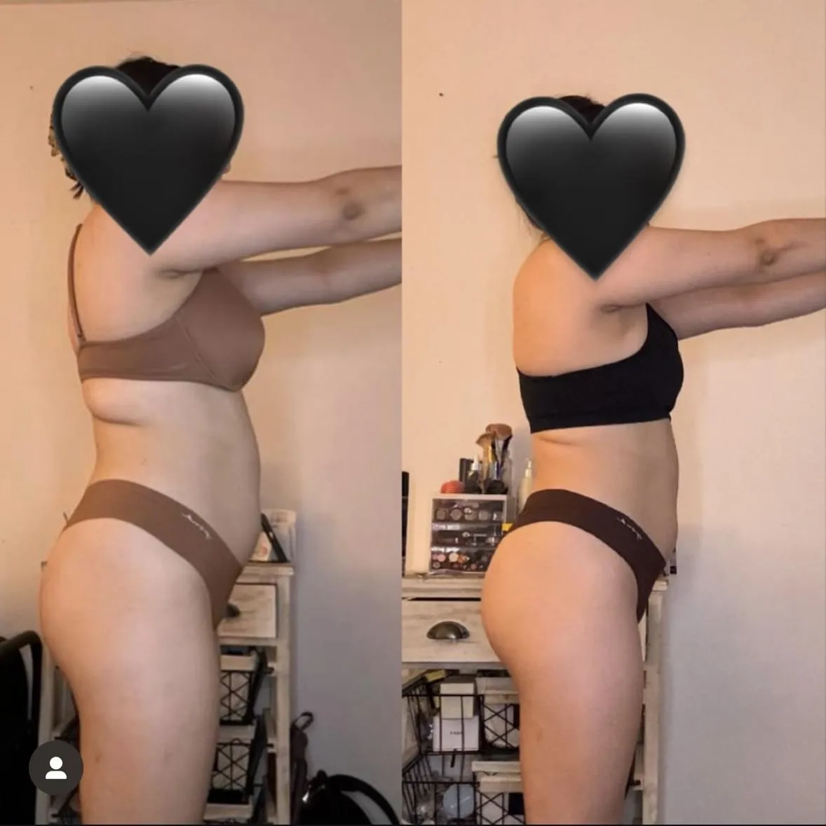 Before and after progress photo of an Eleva Fitness client